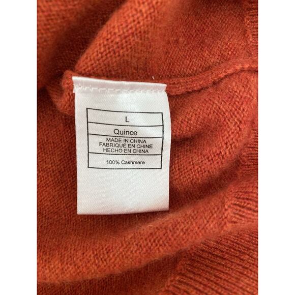 Quince 100% Mongolian Cashmere Sweater L Orange Mock Neck Cropped Boxy Preppy - Picture 5 of 8